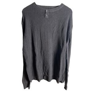 Pact Men L Organic Cotton Henley Knitted Heather Grey Long Sleeve